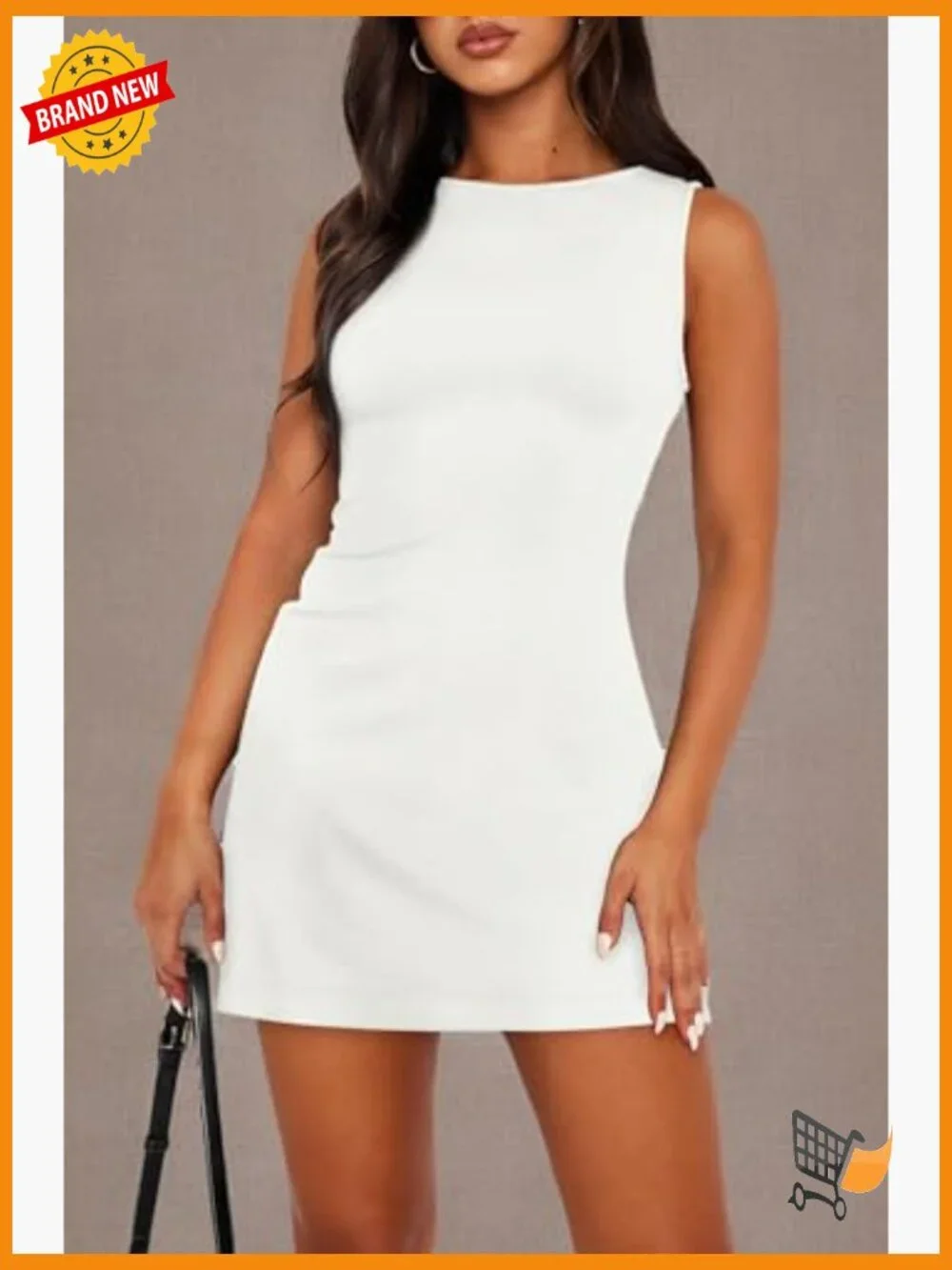 Sleeveless Boat Neck Mini Dress Slim Fit Bodycon Party Club Dress - Picture 6 of 7